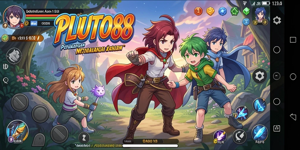 Tampilan gameplay PLUTO88 yang menakjubkan dengan karakter Anime.