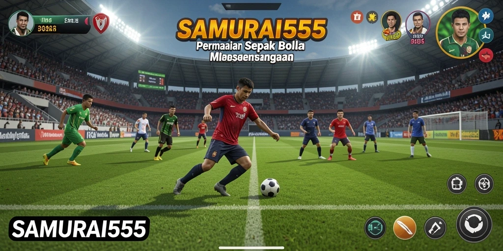Tampilan gameplay menegangkan di lapangan sepak bola.