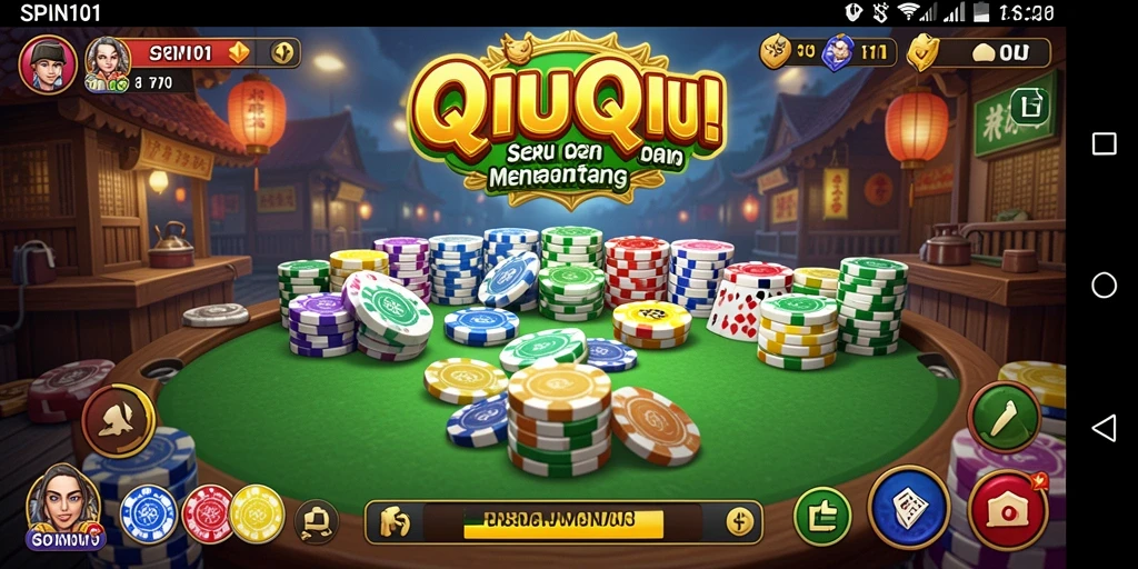 Tampilan menarik dari gameplay QiuQiu di SPIN101.