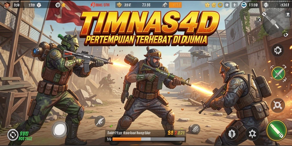 Screenshot gameplay TIMNAS4D menampilkan aksi seru di lapangan pertempuran.
