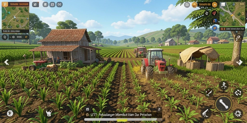 Tampilan gameplay menarik dari UT77 yang menampilkan aktivitas bertani.