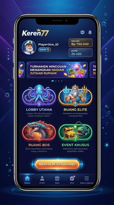 Menu navigasi yang jelas di aplikasi keren77 untuk kemudahan pengguna.